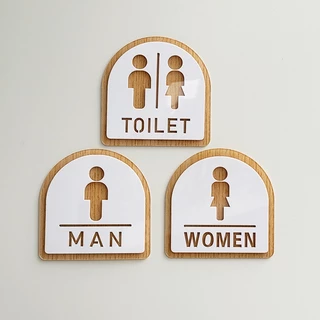 ป้ายห้องน้ำ อะคริลิค TOILET WOMEN MAN สติกเกอร์ห้องน้ำ ป้ายสุขาหญิง ป้ายสุขาชาย พร้อมเทปกาวสองหน้า ติดตั้งง่าย พร้อมใช้