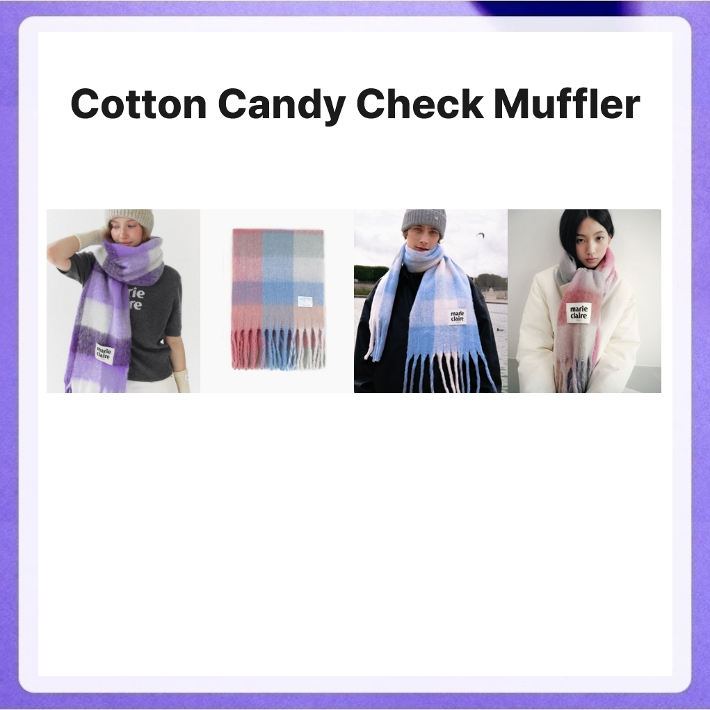 Marie Claire Cotton Candy Check Muffler (Sky Blue, Pink, Khaki Beige, Brown)