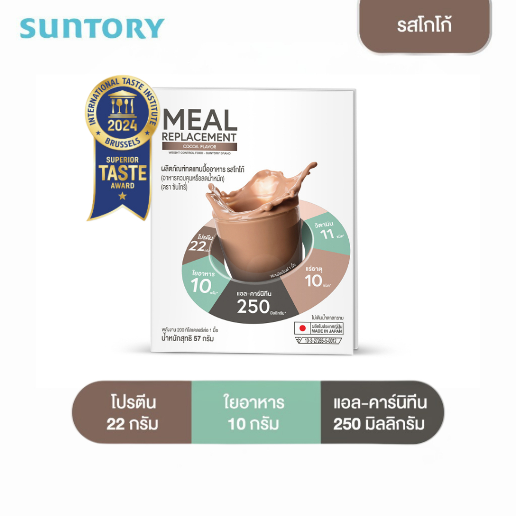 Suntory Meal Replacement 1 ซอง (Suntory MRP) ผลิตภัณฑ์ทดแทนมื้ออาหาร รสโกโก้ - อาหารควบคุมหรือลดน้ำห