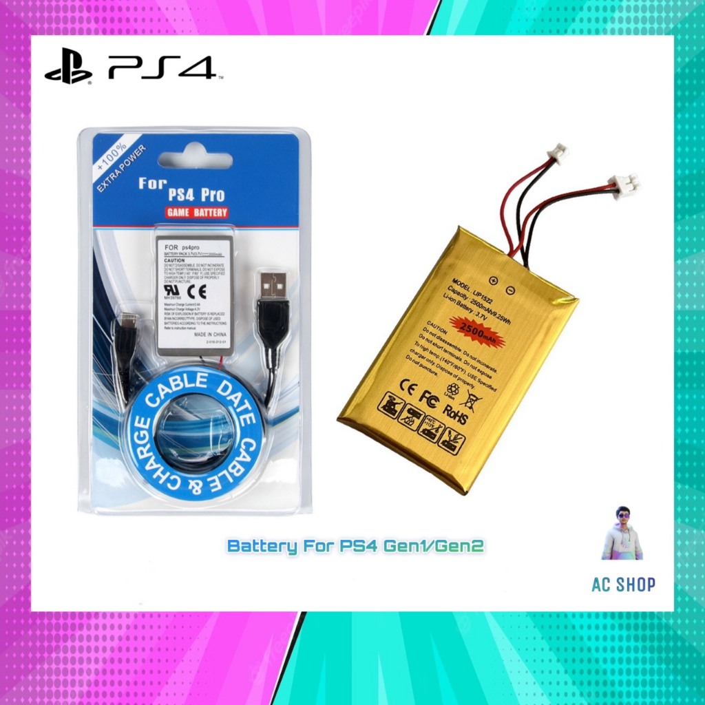 แบตเตอรี่จอย PS4 Gen1, Gen2 พร้อมสายชาร์ท USB และแบบเพิ่มความจุ จัดส่งภายใน 24 ช