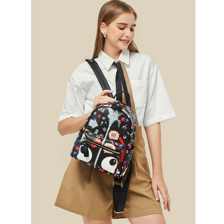 กระเป๋าเป้หนัง ซิปหนัง MIni Backpack Eye theme #1558