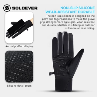 SOLOEVER ถุงมือมอเตอร์ไซค์ ถุงมือตกปลา ถุงมือปั่นจักรยานกันน้ำ ป้องกันแสงแดด UV ระบายอากาศ ใส่สบายเนื้อผ้าเย็นสบาย