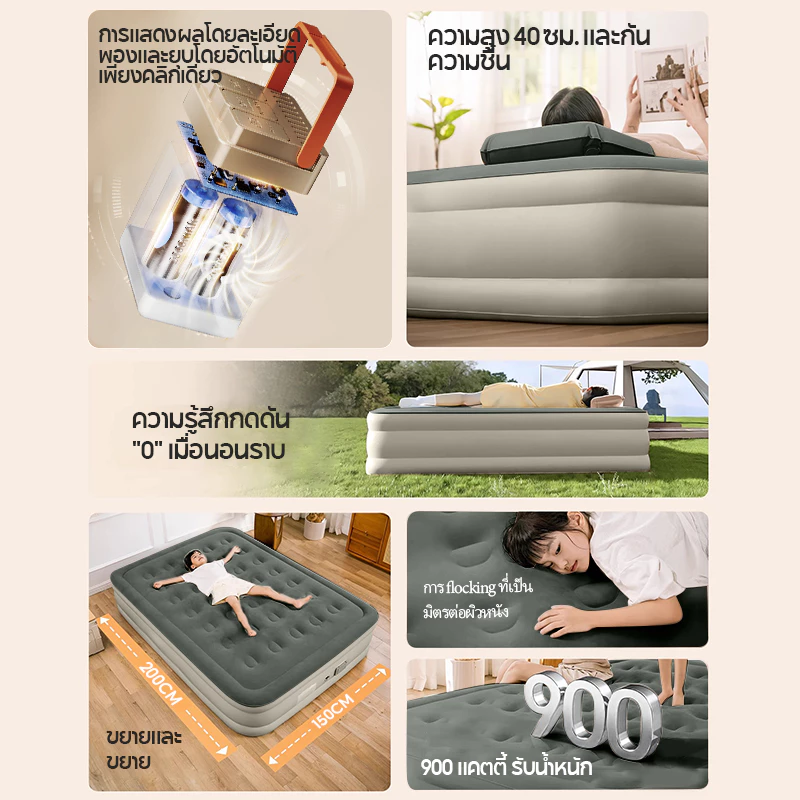 MODOFO ที่นอนเป่าลมอัตโนมัติ 5 ฟุต พร้อมปั๊มลมในตัว thumbnail 7