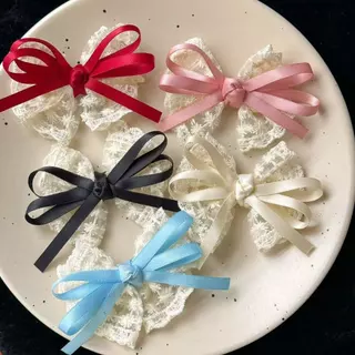 Rubuyou กิ๊บติดผม ลูกไม้น่ารัก Bowknot Hairpin Duckbill เกาหลีหวาน คลิปด้านข้าง Bangs เครื่องประดับผม นักเรียนสำหรับผู้ห