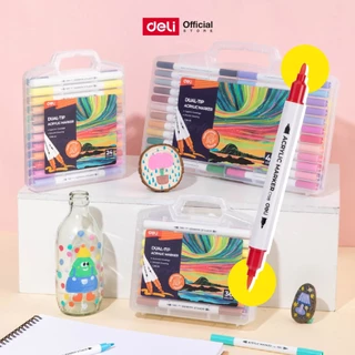 ชุดปากกาอะคริลิค Deli รุ่น C198 (24/36/48สี) ดีไซน์ 2 หัว (จำหน่าย 1 กล่อง) Acrylic Marker