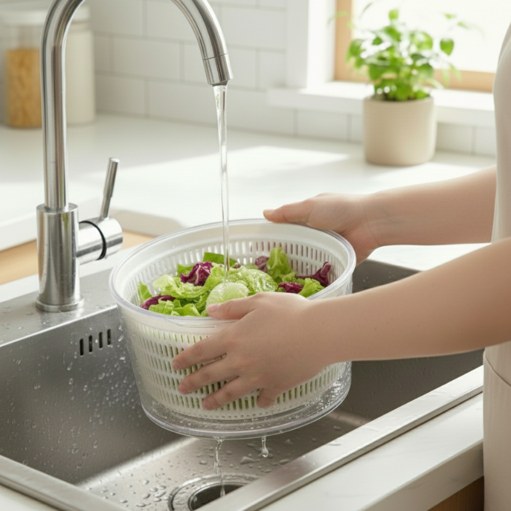 Naikrua ตะกร้าล้างผัก ความจุ 4300มล.มีตะกร้าแบบหมุนด้านใน ฟู้ดเกรด ที่ล้างผัก BPA Free Salad Spinner - รูปที่ 2
