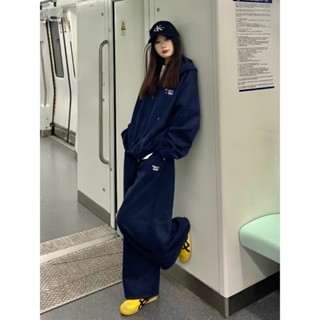 ชุดกีฬาสไตล์เรโทรอเมริกันสำหรับผู้หญิง ฤดูใบไม้ร่วงและฤดูหนา…