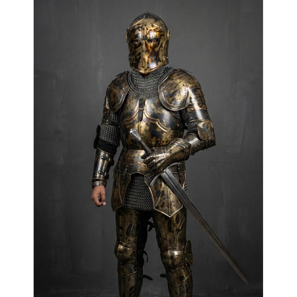 นำเข้ายุโรป 🛡️ ชุดเกราะอัศวิน Barbuta แบบเต็มตัว (Full Body Armor) ⚔️  Masterpiece of Medieval- Knig