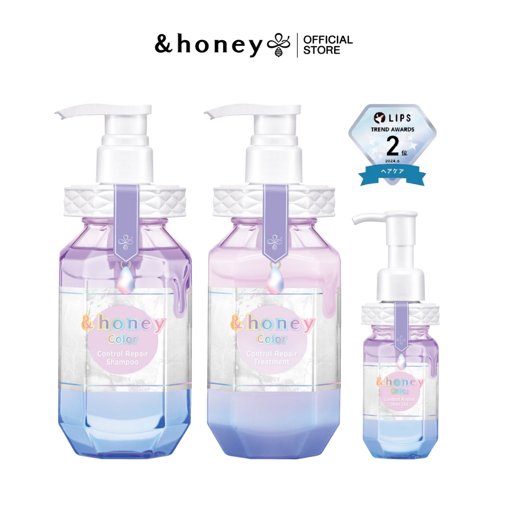[COLOR 3 STEPS] &HONEY COLOR REPAIR SHAMPOO 440ML +  TREATMENT 445G + HAIR OIL 100ML (แชมพู+ทรีทเม้นท์+ออยล์ ดูแลสีผม)