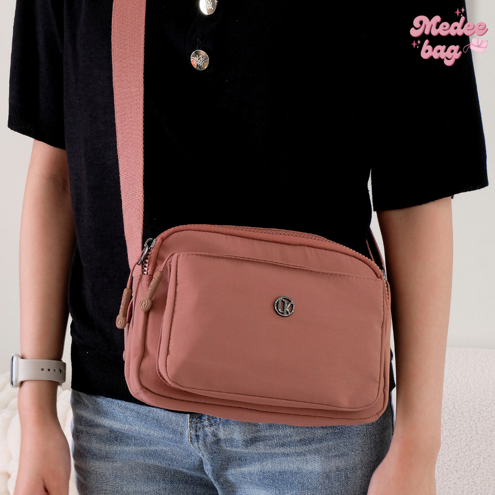 Lingky กระเป๋าสะพายข้าง ผ้าร่มสปอร์ตน้ำหนักเบา 4 ช่องซิป ขนาด 8.5 นิ้ว ฟังก์ชันครบ ใช้งานได้ทุกวัน | รุ่น LU7403