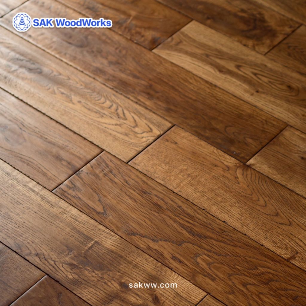 SAK WoodWorks ไม้ปาร์เก้สัก ไม้พื้นสักแท้ สำหรับปูพื้น (แพ็ก 5 ชิ้น) ขนาด 15x115x900 มม.