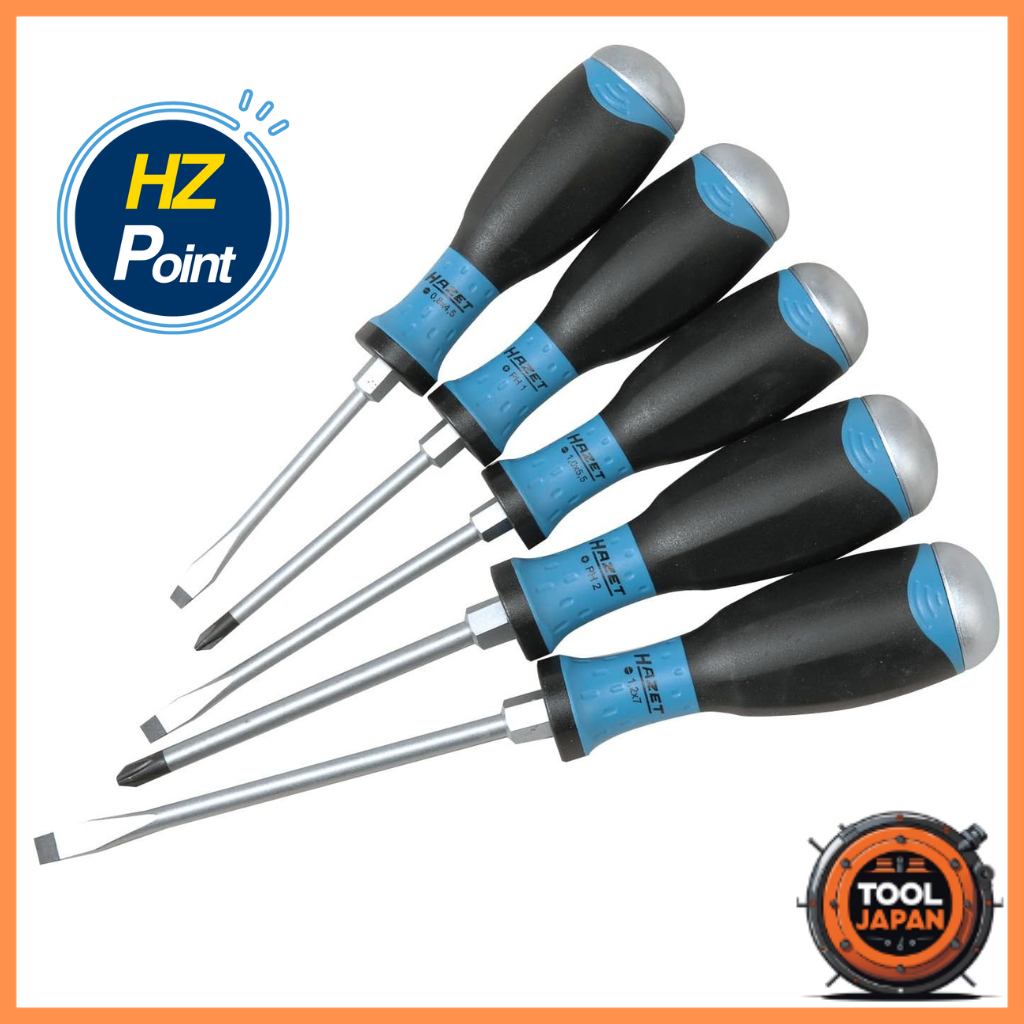 HAZET Professional Screwdriver Set – Ergonomic 3-Component Grip, Various Sizes, High-Quality Chrome 