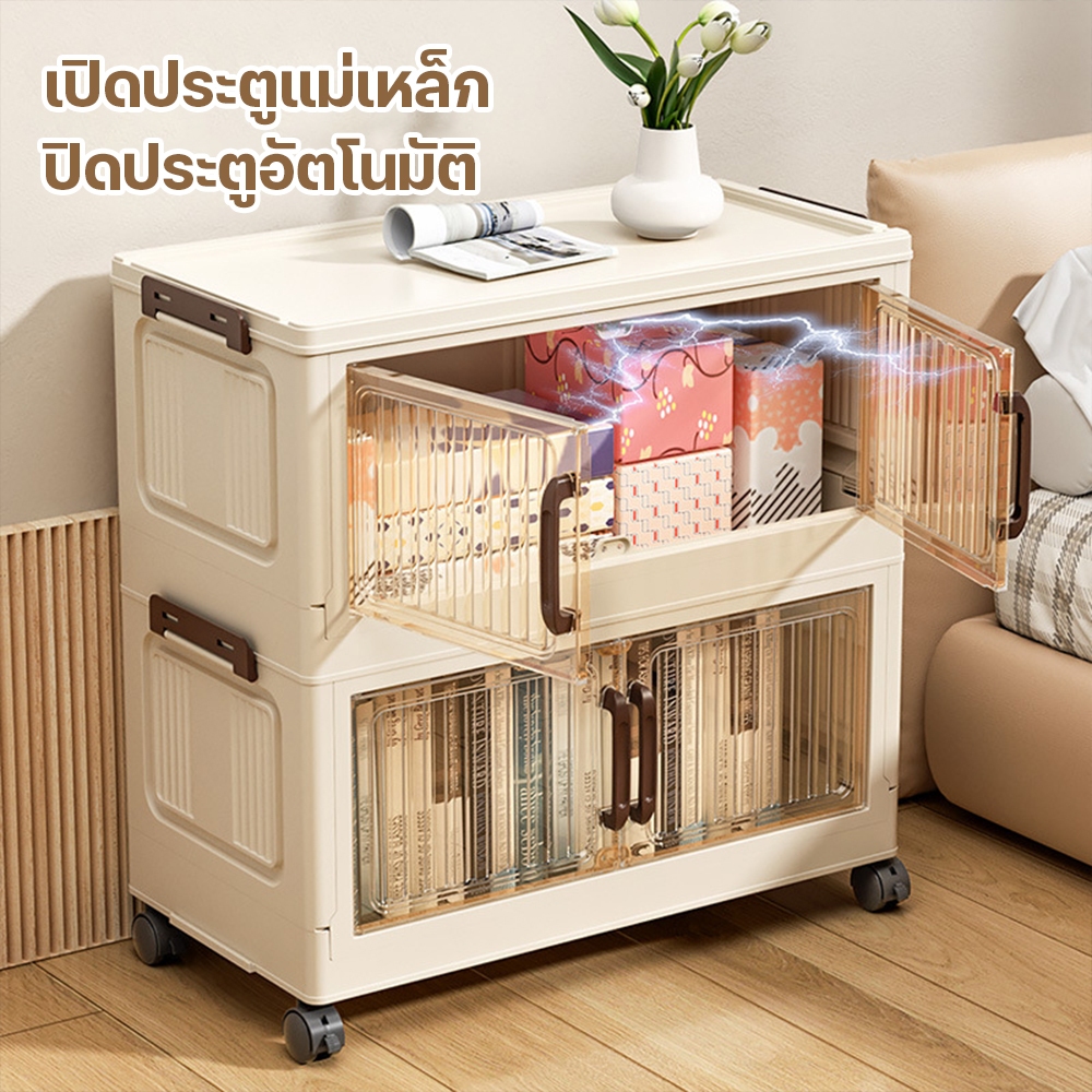 ตู้เก็บของ ตู้เก็บของพลาสติก 5ชั้น ตู้อเนกประสงค์ หนากันน้ำ ล้อเลื่อนเงียบ ดีไซน์โปร่งใส สำหรับนักเรียน ออฟฟิศ