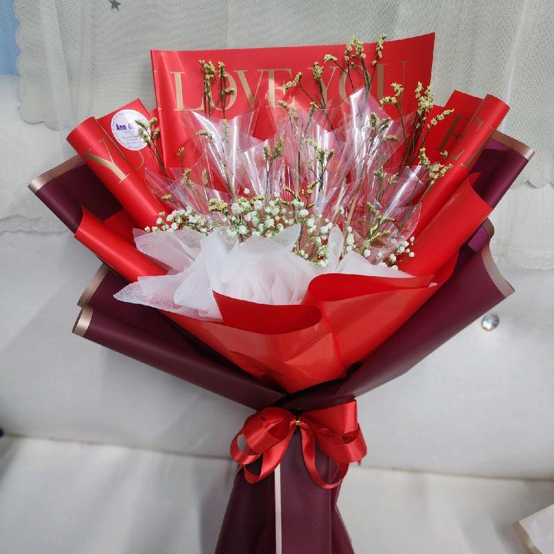 [ 10 / 20 / 30 ใบ ] ช่อกรวย ช่อเปล่า i love you ขนาด สูง 50×35 cm