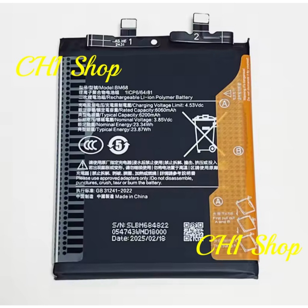 แบตเตอรี่ BM68 สำหรับ Redmi 14 Pro + 5G, 24115RA8EG, 24115RA8EC, 24115RA8EI รับประกัน3เดือน.