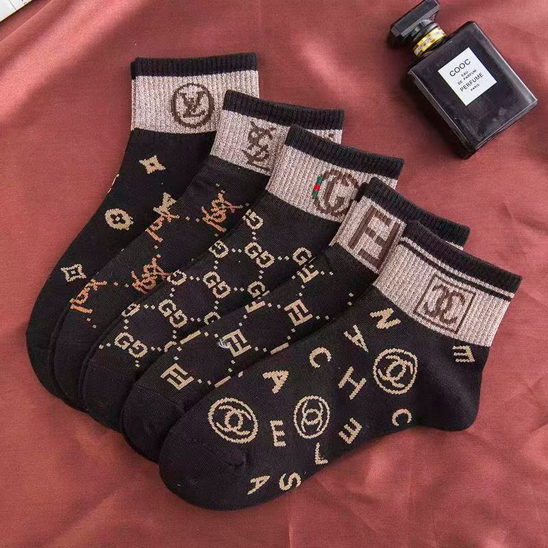 G002แพ็ค5ลาย10คู่ถุงเท้าขาสั้นสไตล์เวสเทิร์นสำหรับหนุ่มๆ สวมใส่ได้หลากหลายโอกาส ทันสมัยเหมือนแฟชั่นเกาหลี