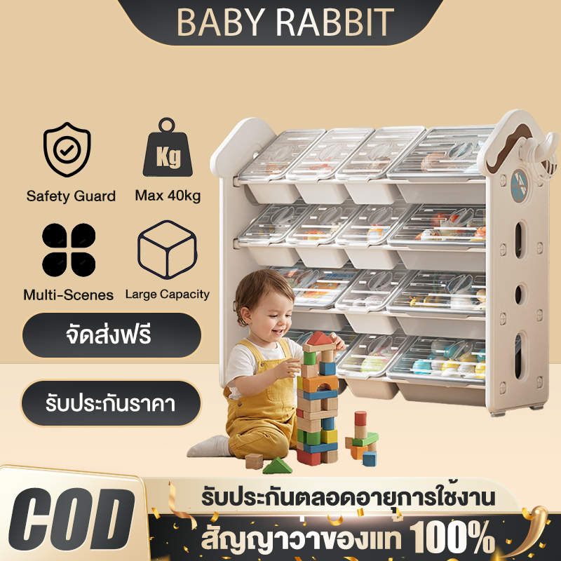Baby rabbit🐰ชั้นวางของเล่น ชั้นวางของเล่นเด็กมีฝาปิด ชั้นเก็บของเล่นเด็ก วัสดุHD