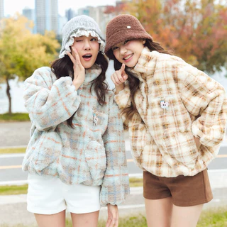Whatwewearrr | Butter Scottie | แจ็คเก็ตผู้หญิง | เสื้อแจ็คเก็ตผ้าฟลีซลายสก็อต | Best seller
