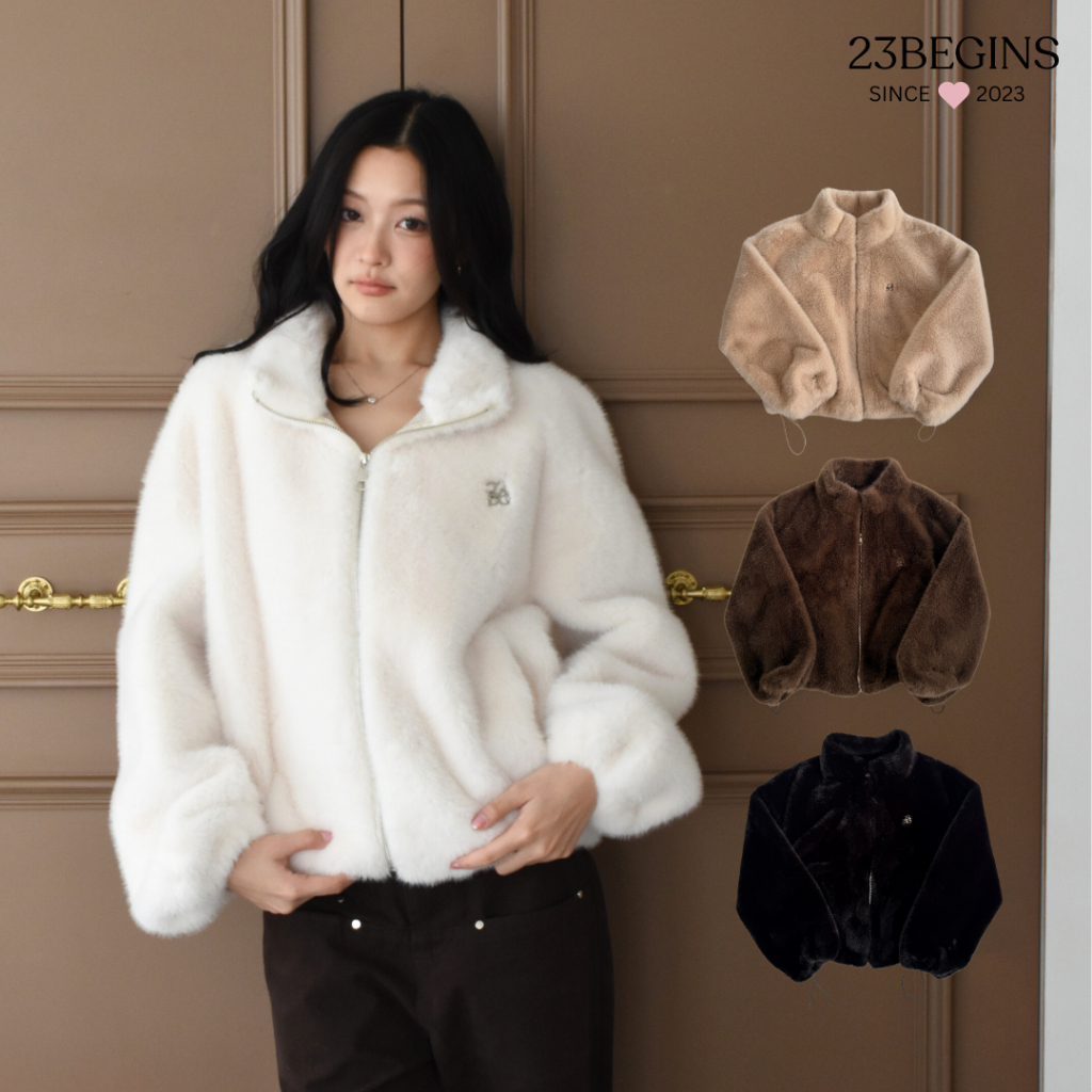 (Pre 7-14 days)Elora Jacket เสื้อแจ็คเก็ตกันหนาว ขนนุ่มปุกปุย ผู้หญิง (2389)