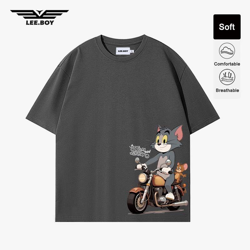 คอกลม หลวมและสะดวกสบาย ระบายอากาศได้ ทอมแอนด์เจอร์รี่ Tom and Jerry การ์ตูน (ส่งเร็ว จัดส่งจากไทย)