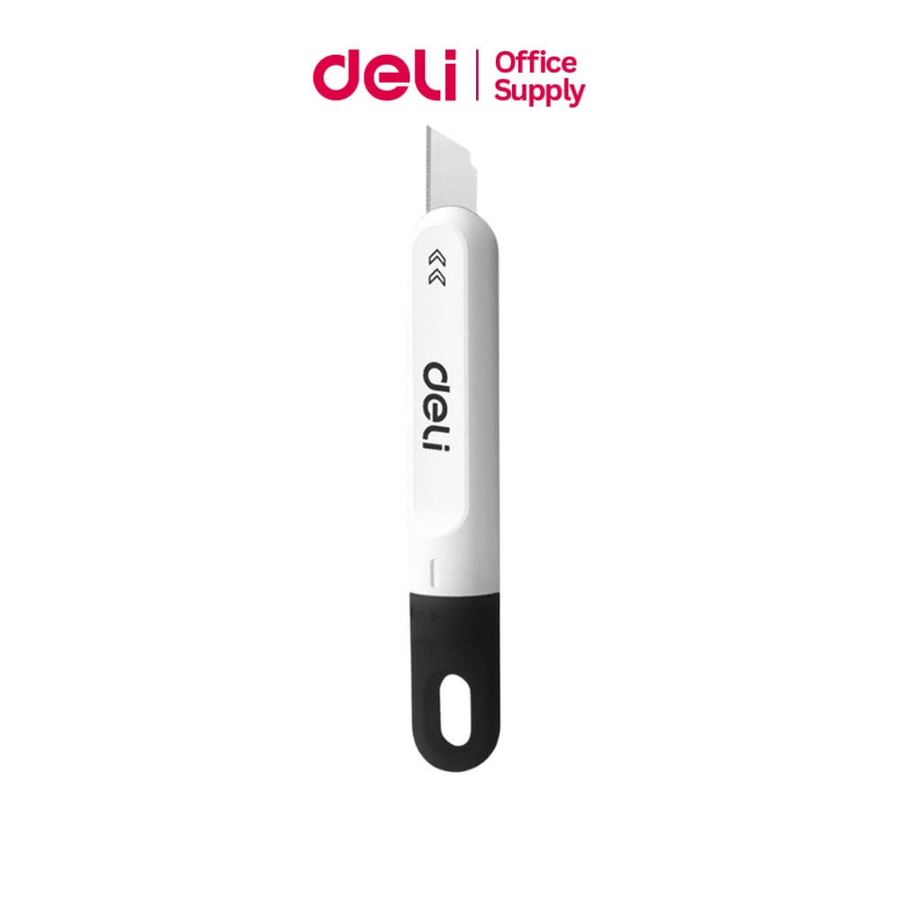 Deli มีดคัตเตอร์ คัตเตอร์มินิ ใบมีดSK5 คมนาน หมุนเปิดปิด ขนาดพกพา ไม่เป็นสนิม น้ำหนักเบา Cutter