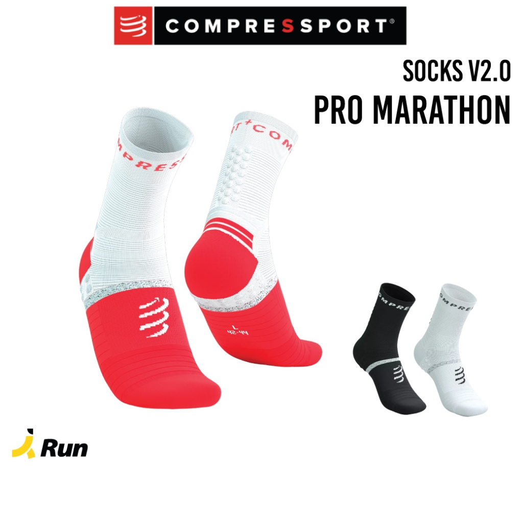 Compressport Pro Marathon Socks V2.0 ถุงเท้าวิ่ง ระยะไกล Bananarun