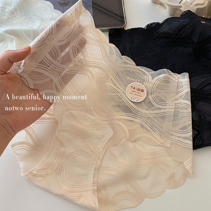 ชุดชั้นในสตรีไร้ตะเข็บ ผลิตจากผ้าเนื้อนุ่มสบายที่แนบไปกับผิว ทำจากผ้าไหมเนื้อบาง จึงไม่ม้วนขึ้นหรือรัดก้น มีไซส์ M-XL - รูปที่ 5