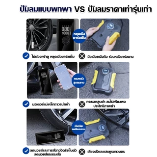 【เติมลม1s】80000mAh เครื่องปั๊มลมไฟฟ้า มีจอแสดงผลLED และไฟฉุกเฉิน วัดแรงดันลมแม่นยำ เติมลม/หยุดอัตโนมัติ เครื่องสูบลมยาง