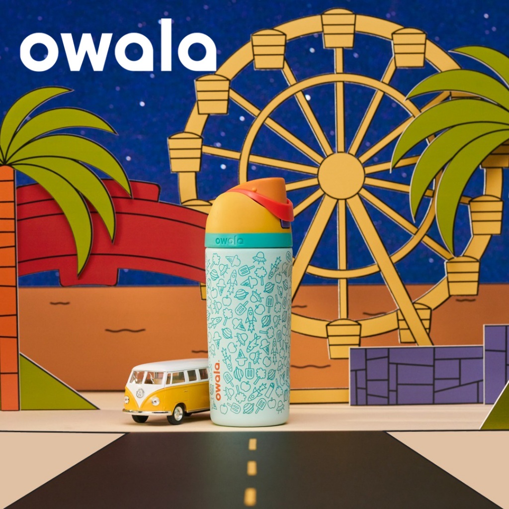 Owala Freesip kid's 16oz กระบอกน้ำสแตนเลส  พร้อมหลอดในตัว | ปลอดภัย BPA | กันรั่ว 100%