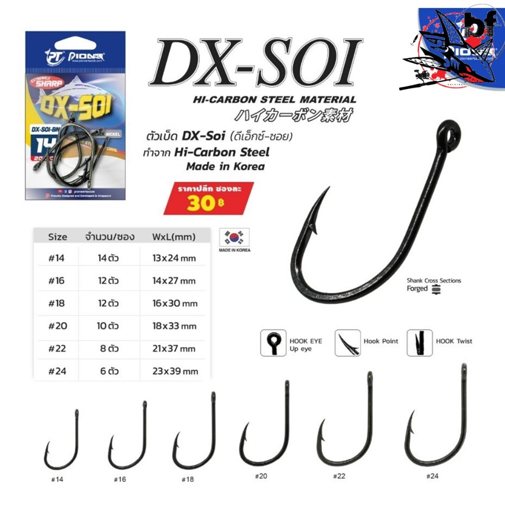 เบ็ดเหยื่อสด เบ็ดเกี่ยวเหยื่อสด Pioneer DX-SOI แบบตูดห่วง ใช้ได้ทั้ง น้ำจืด และ น้ำเค็ม