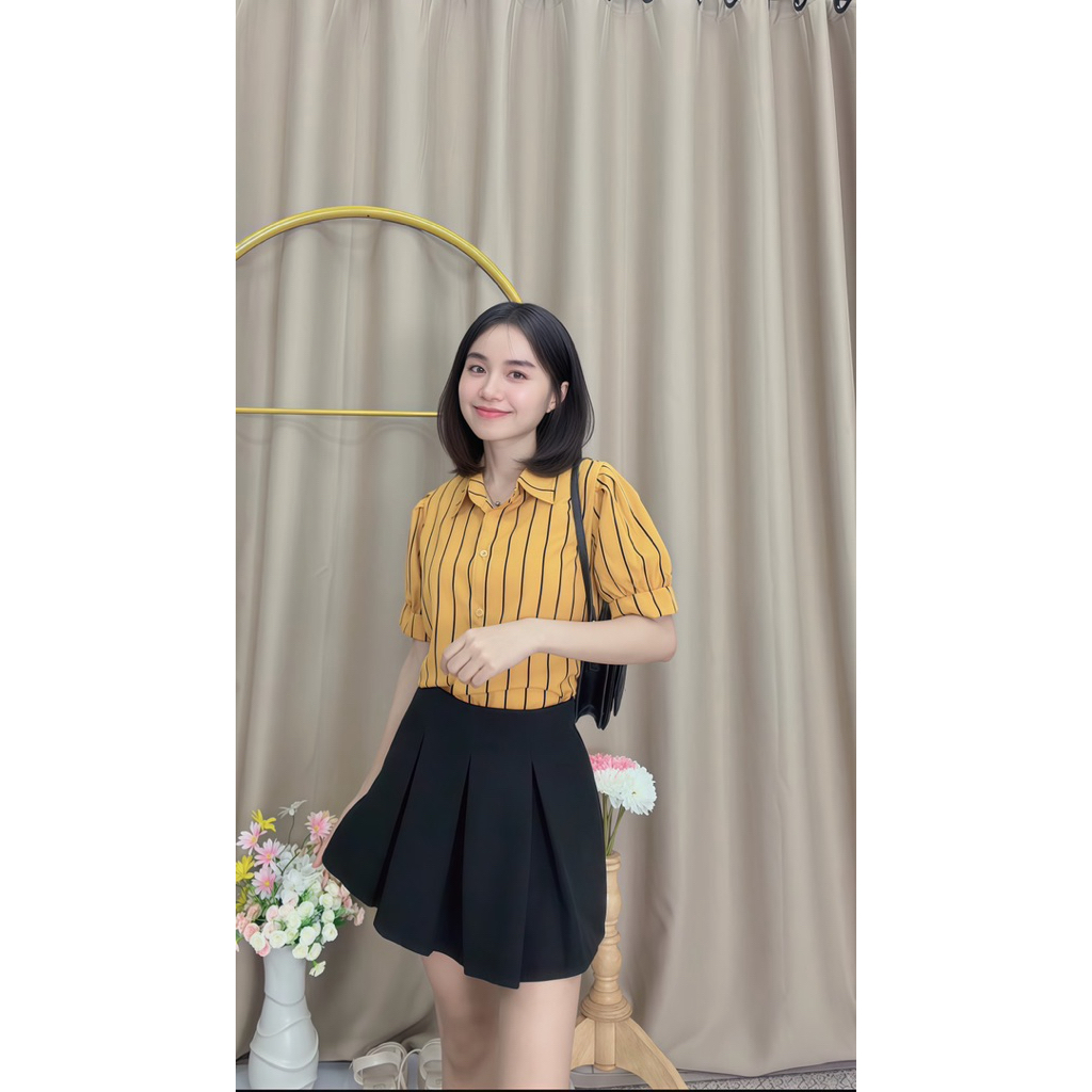 เสื้อเชิ้ตผู้หญิงลายริ้ว รุ่น Shikku Shirt - รูปที่ 6