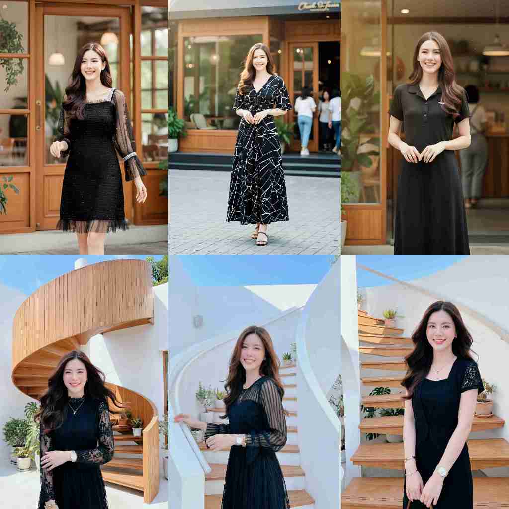 𝐊𝐡𝐚𝐨𝐩𝐮𝐧 𝐒𝐭𝐮𝐝𝐢𝐨 ชุดทำงานสีดำ ชุดเดรสสีดำ เดรสทำงาน เดรสทำงานสีดำ ชุดทำงาน แฟชั่น เดรสดำ เดรส ชุดดำ ชุดลูกไม้สีดำ ชุดเดรส