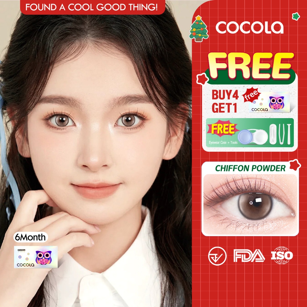 【Buy 5 Get 1 Free】คอนแทคเลนส์รายเดือนเกาหลี สีแดง+ทอง บิ๊กอาย 🌷 6เดือน ใส่สวยทุกโอกาส ,HC739-5