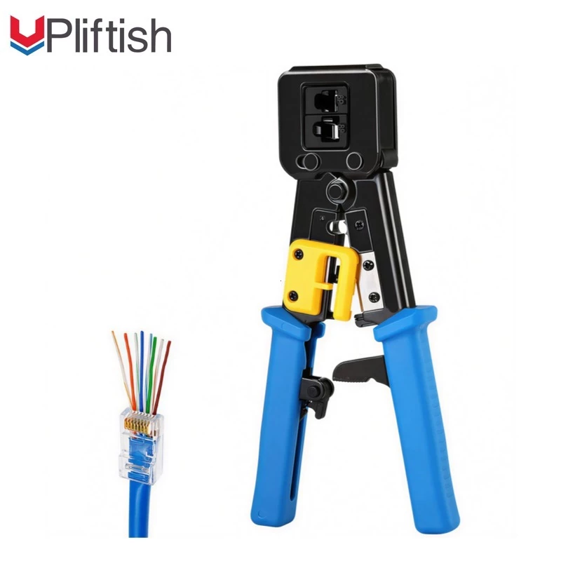 Upliftish คีมย้ำหัวแลน RJ45 คีมย้ำเข้าหัวแลน Cat6 Cat5E RJ45 RJ11 ใช้ได้ทั้งหัวธรรมดา และหัวทะลุ