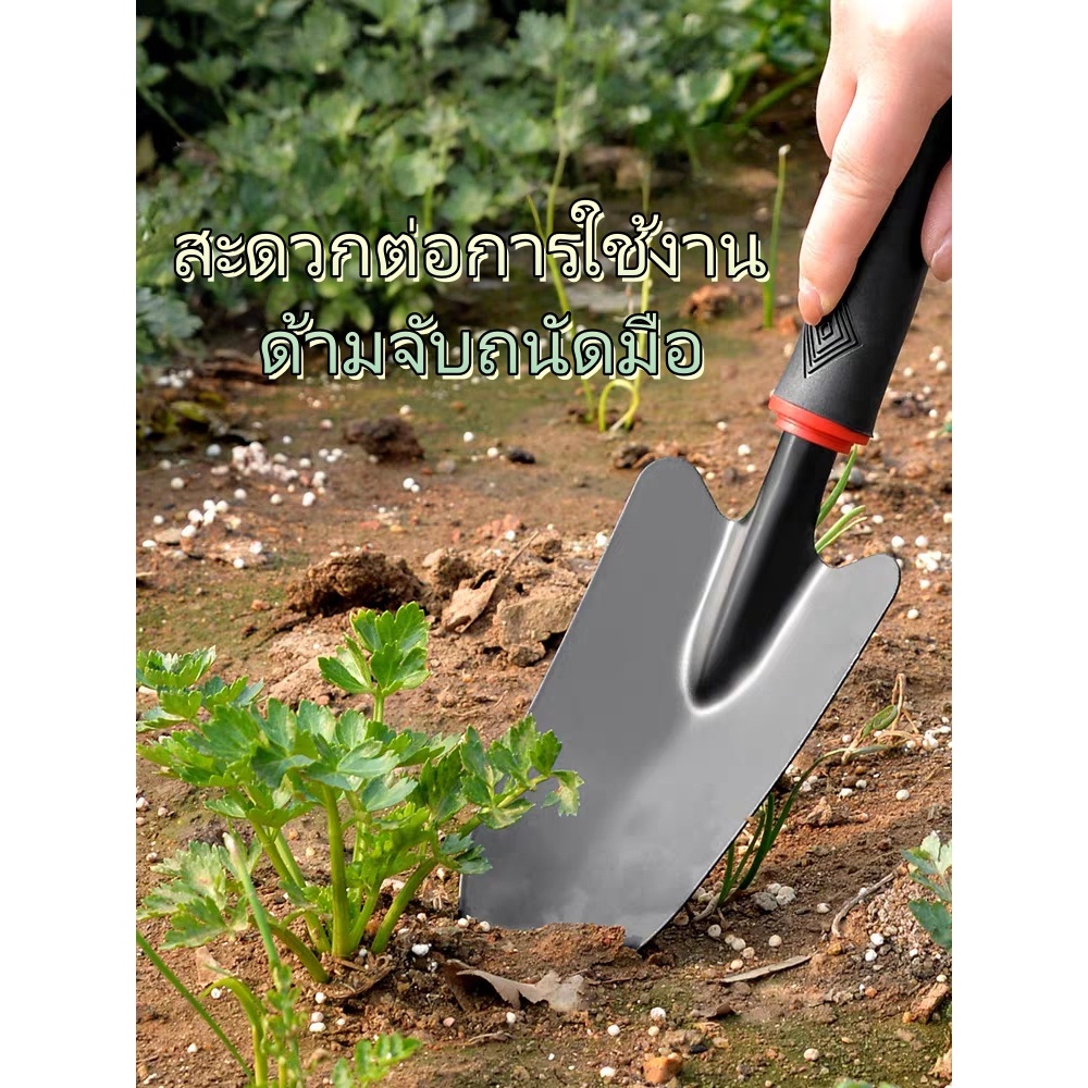 พลั่ว+ส้อม อุปกรณ์ทำสวน พลั่วส้อมพรวนดิน ขุดดิน พลั่วเหล็ก รุ่น 4433 4434