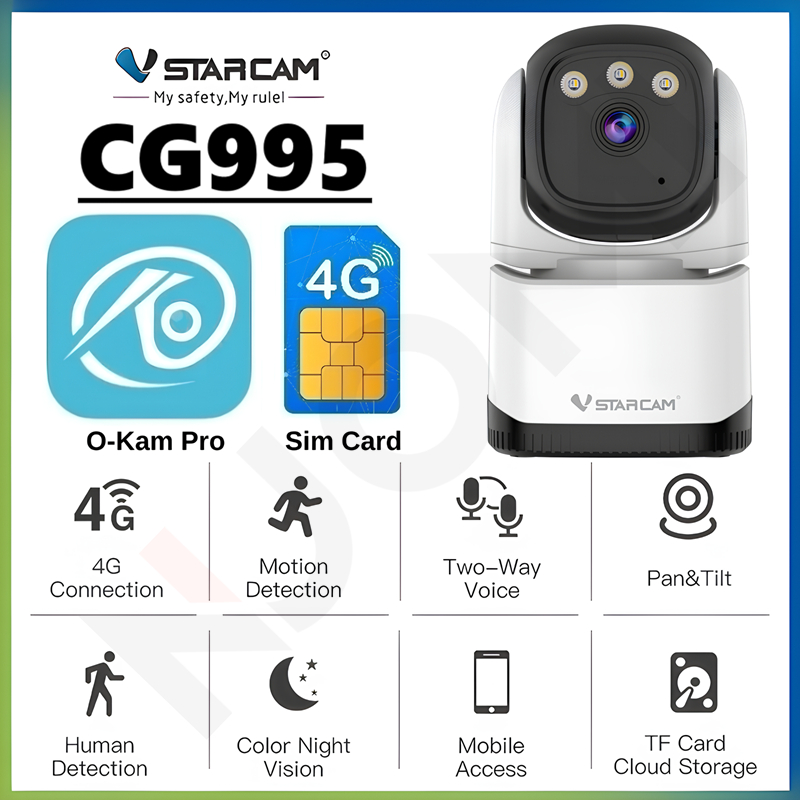 VSTARCAM CG995 4G LTE SIM / CS49L / CS995Q-SP 5GHz WiFi SUPER HD 1296P 3MP กล้องวงจรปิด iP Camera