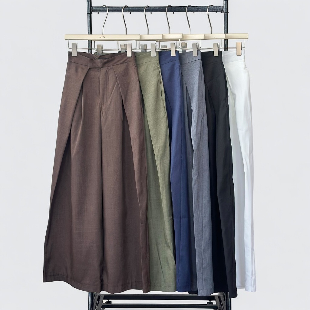 Atipashop - KARSEN CLEAN PANTS กางเกงขายาว ดีเทลจับจีบทวิส สีพื้นมีหลายสี