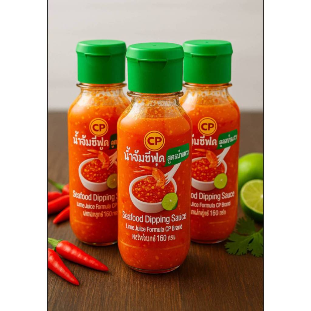 (3 ขวด) พร้อมส่ง น้ำจิ้มซีฟู้ด ตราซีพี สูตรมะนาว ขนาด 160 g