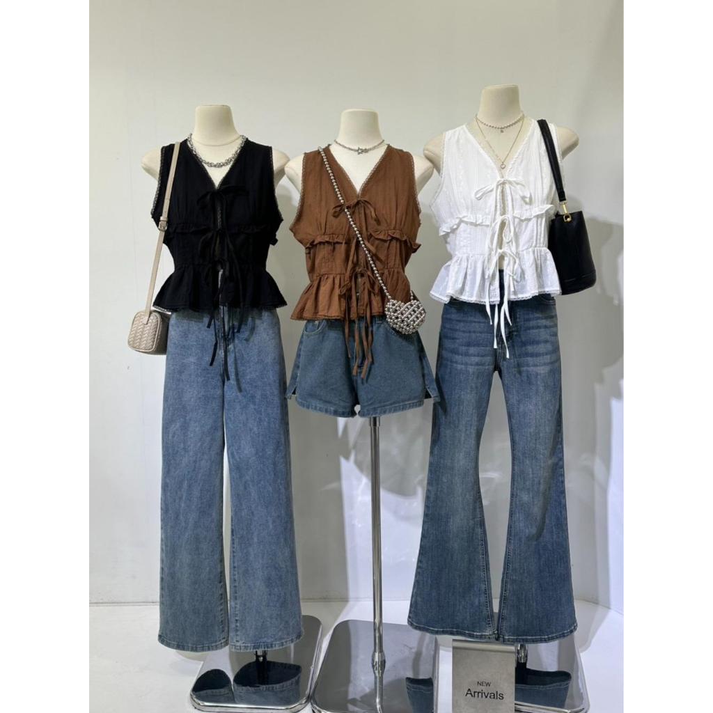 เสื้อกล้ามดีเทลผูกโบว์หน้าสามชั้น แต่งขอบลูกไม้ผ้าไม่บางมีซับให้ใส่แล้วจึ้งแน่นอนค่าา - รูปที่ 2