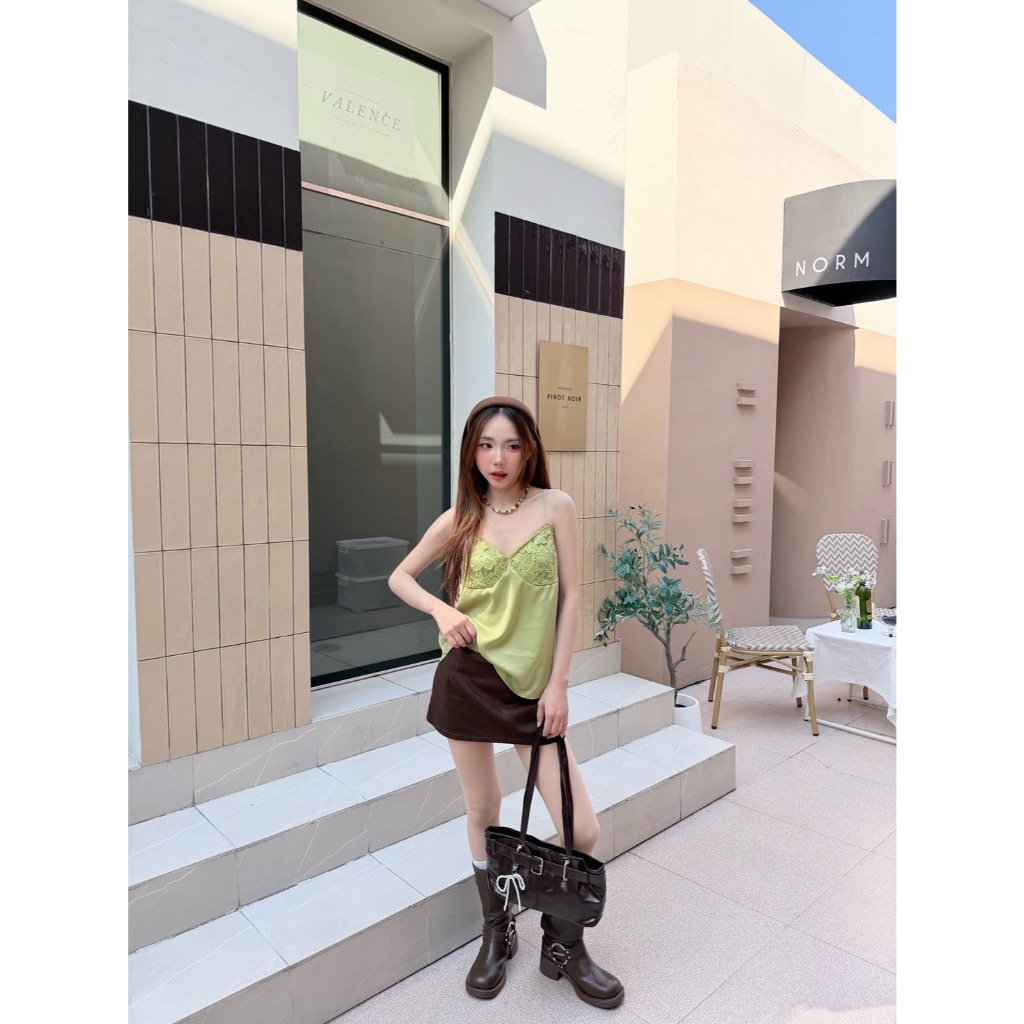 BY IRA  Belinda Top เสื้อสายเดี่ยวผู้หญิง สีพื้น แต่งลูกไม้  เสื้องานผ้าซาติน ผ้าใส่สบายมากกก(ไม่มีซับใน) ราคา ถูกที่สุด ดีลบีเคเค แกลเลอรีภาพที่ 8
