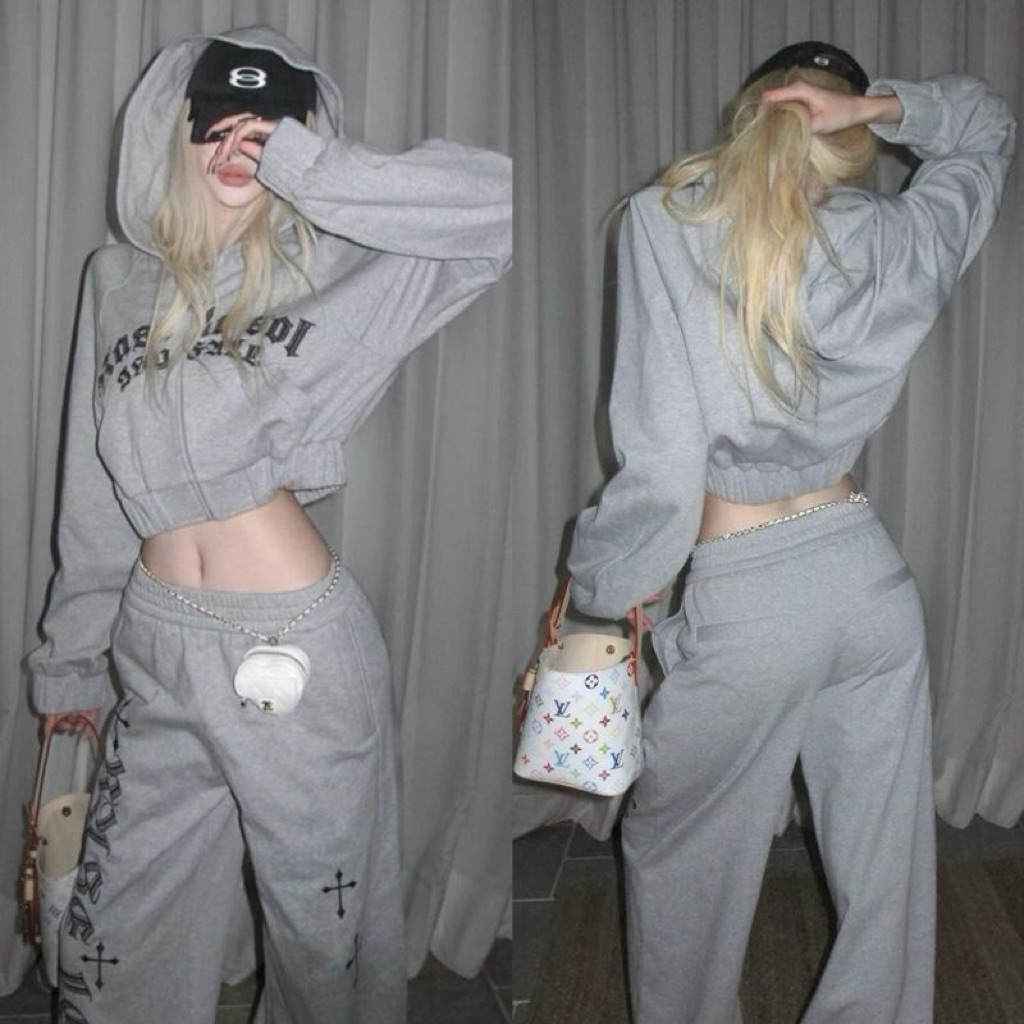 Steet style hiphop-แจ็คเก็ตแขนยาว+กางเกงขายาว