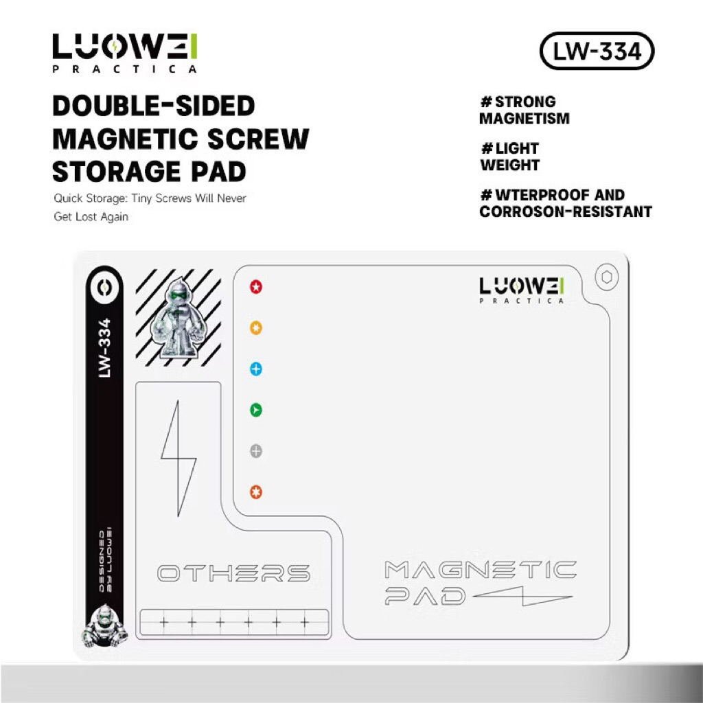 Luowei LW-334 ขนาดใหญ่ Double-Side Magnetic Screw Storage Pad สําหรับซ่อมโทรศัพท์มือถือ