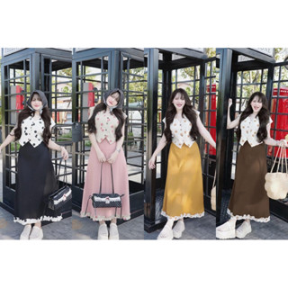 ชุดเซ็ทลายจุดโพลก้าดอทกระโปรงทรงเอ