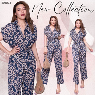 mirrorsister 30915.4 จัมพ์สูทคอปกเชิ้ต แขนสั้นพับทรงแขนล้ำ