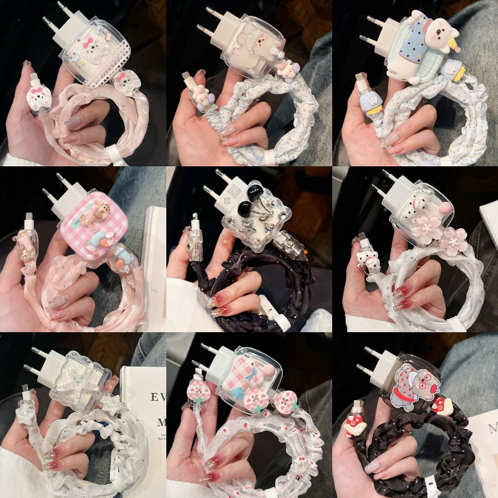 【  การเปิดตัวผลิตภัณฑ์ใหม่  】 พร้อมส่งจากไทย ชุดพันสาย เคสหัวชาร์จ ลายการ์ตูน ตัวถนอมสาย USB 20w 18w 35W