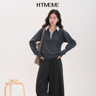 Gakki เสื้อสเวตเตอร์แขนยาวคอปกผู้หญิง เสื้อถักไหมพรมแขนยาวกันหนาว ลำลอง ฟรีไซส์ พร้อมส่ง 50132#