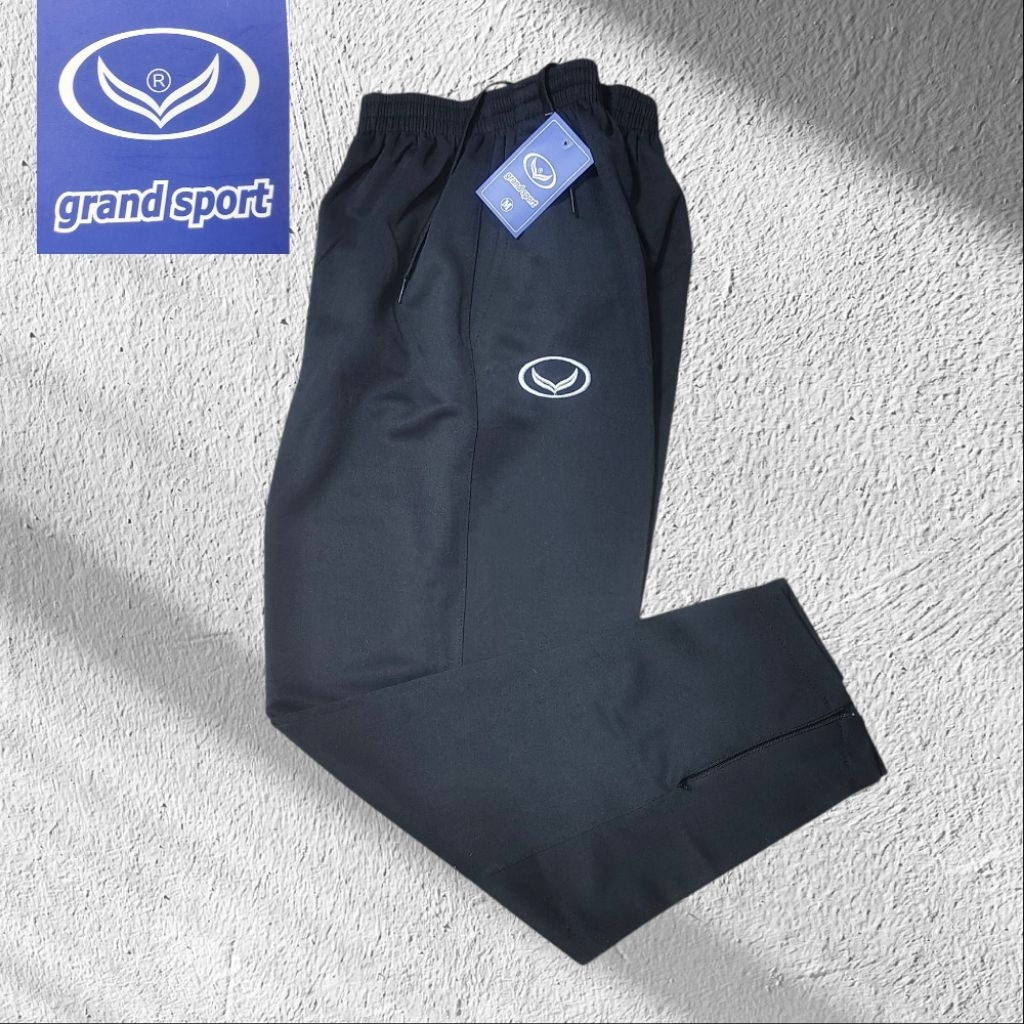 กางเกงวอร์ม grand sport ผ้าวอร์ม ขาปล่อย ขาจ้ัม สีดำ กรม (ป้ายมีซิป) ใส่สบาย น้ำหนักเบาระบายอากาศได้ดี