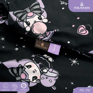 Fountain FTC170 Kuromi คุโรมิ ลิขสิทธิ์แท้ Sanrio สัมผัสนุ่มลื่น ชุดเครื่องนอนฟาวน์เทน การ์ตูน ผ้าปูที่นอน ผ้านวม