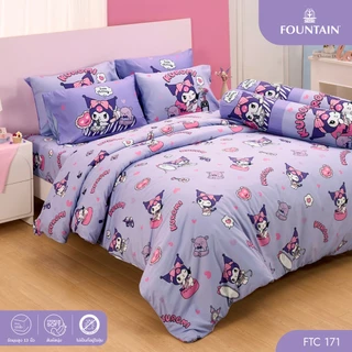 Fountain FTC171 การ์ตูน Kuromi ลิขสิทธิ์แท้ Sanrio สัมผัสนุ่มลื่น ชุดเครื่องนอนฟาวน์เทน ผ้าปูที่นอน ผ้านวม