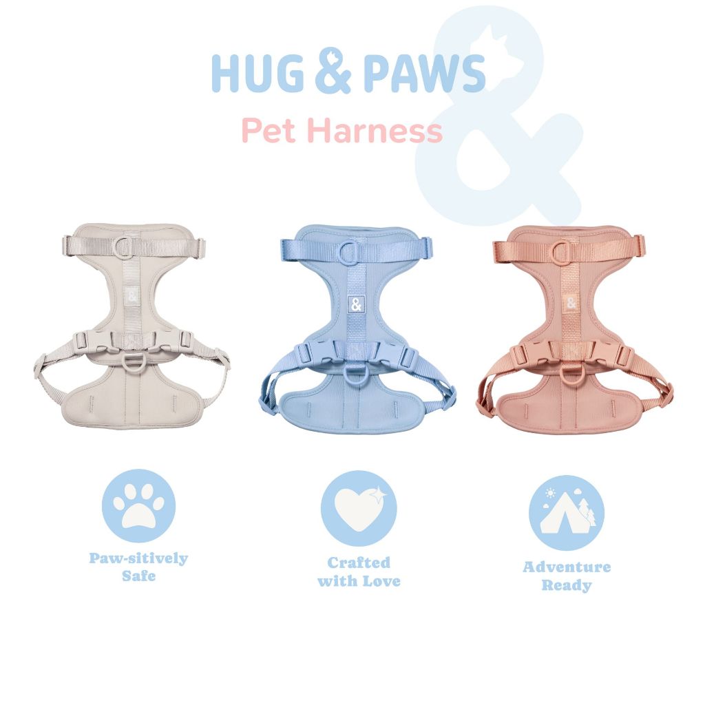 (พร้อมส่ง) สายรัดอก Hug and Paws I สุนัขและแมว มีหลายขนาด Harness